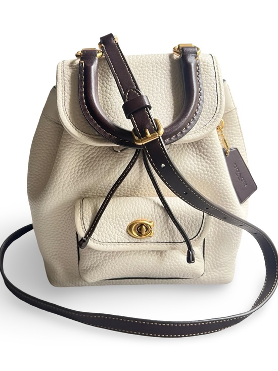 Coach Handbags - Coach Riya 21 Pebbled Leather Drawstring Bag in Cream with Brown Trim